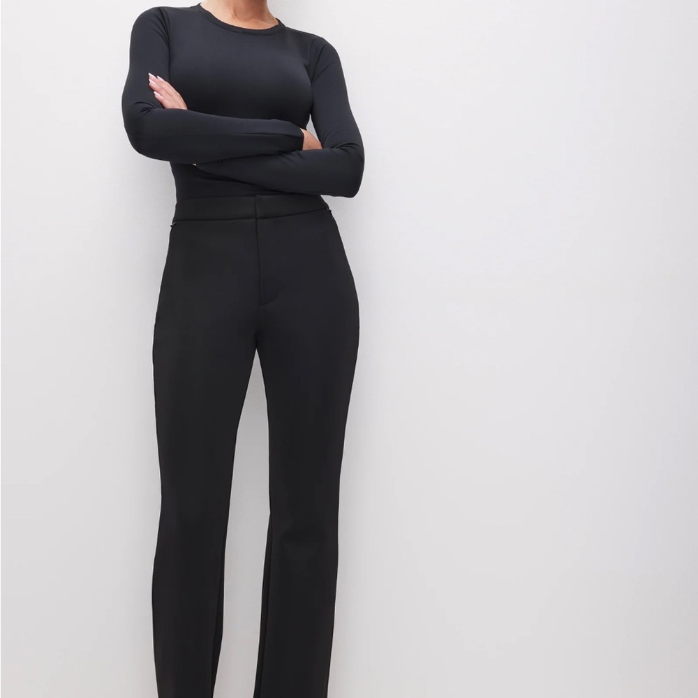 Good American Black Straight Leg Scuba Trouser